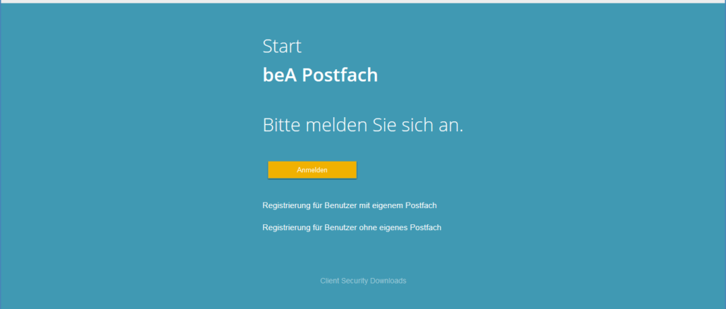 beA Login und Erstregistrierung